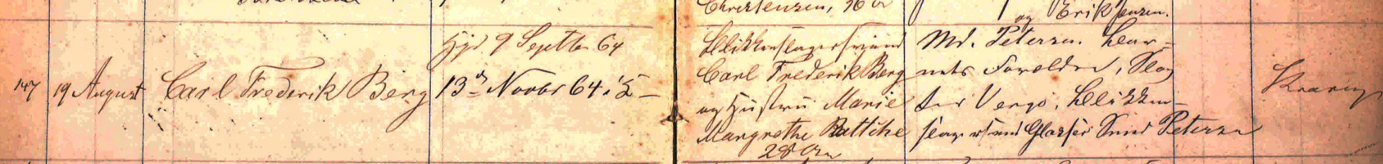 Udsnit af Sankt Mortens kirkebog, Carl Frederik Berg
